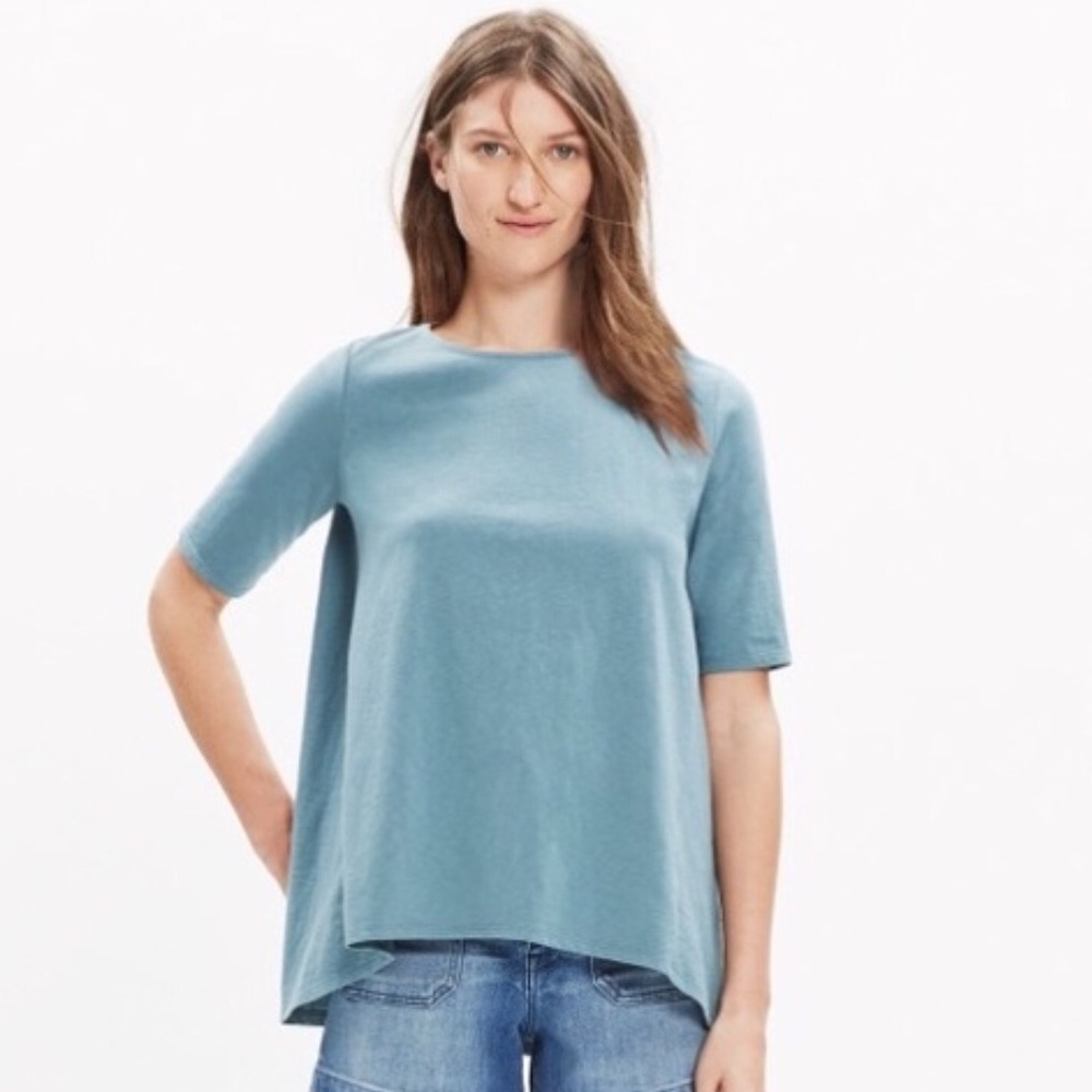 Madewell blue back zip swing tee